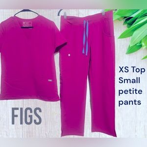 Figs set pink. S petite pants XS top